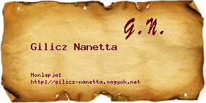Gilicz Nanetta névjegykártya